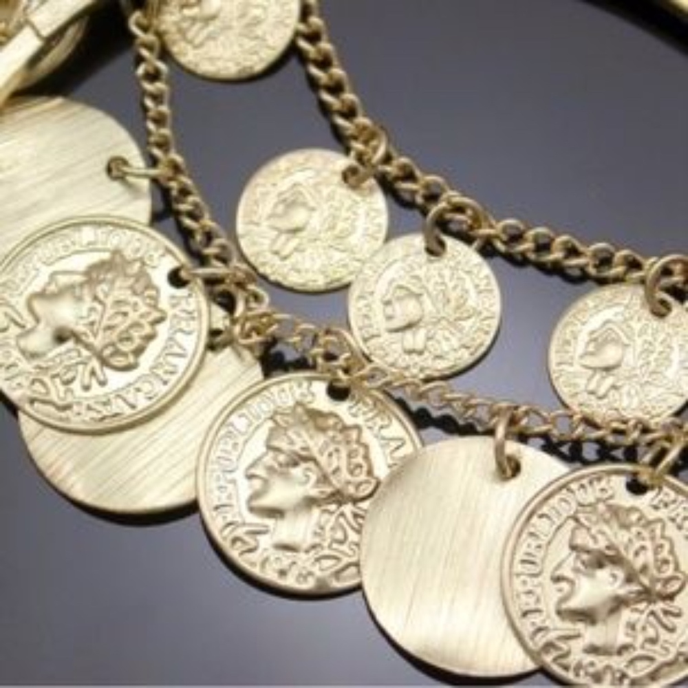 Gypsy Extra Large Boho Coin Hoop Earrings - Picture 2 of 4